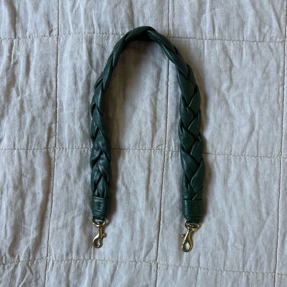 Clare V. Braided Green Leather Shoulder Strap